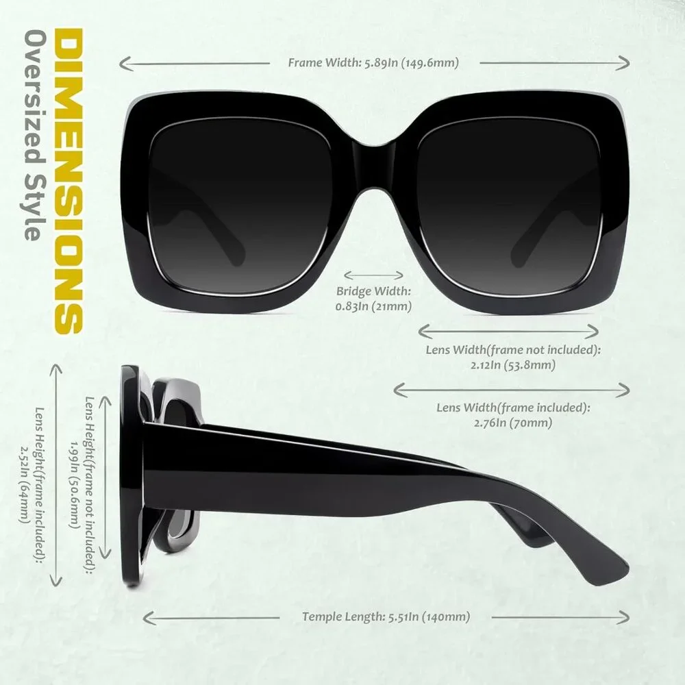 GQUEEN Oversized Square Frame Sunglasses Womens Retro Vintage Trendy Shades,S904 - Picture 4 of 4